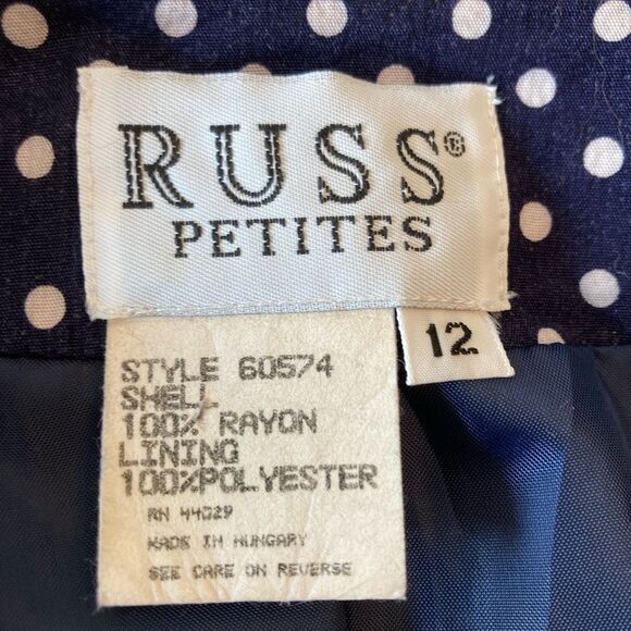 Vintage Polka Dot Navy Jacket shorter length button down - Picture 5 of 6